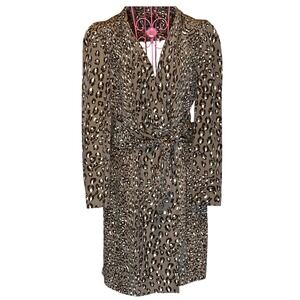 VTG Bicci Florine Wachter 100% Silk Leopard Print Wrap Party Dress USA Made Sz 4